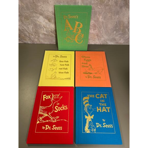 Lot Dr Seuss Boxed Set 5 Beginners Book + retired Green Eggs & Ham XLG Puzzle - Picture 1 of 6